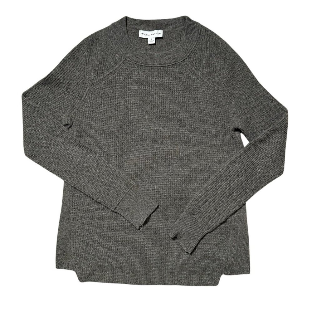 White + Warren 100% Cashmere Sweater Size Small Crewneck Henley Waffle Soft Knit